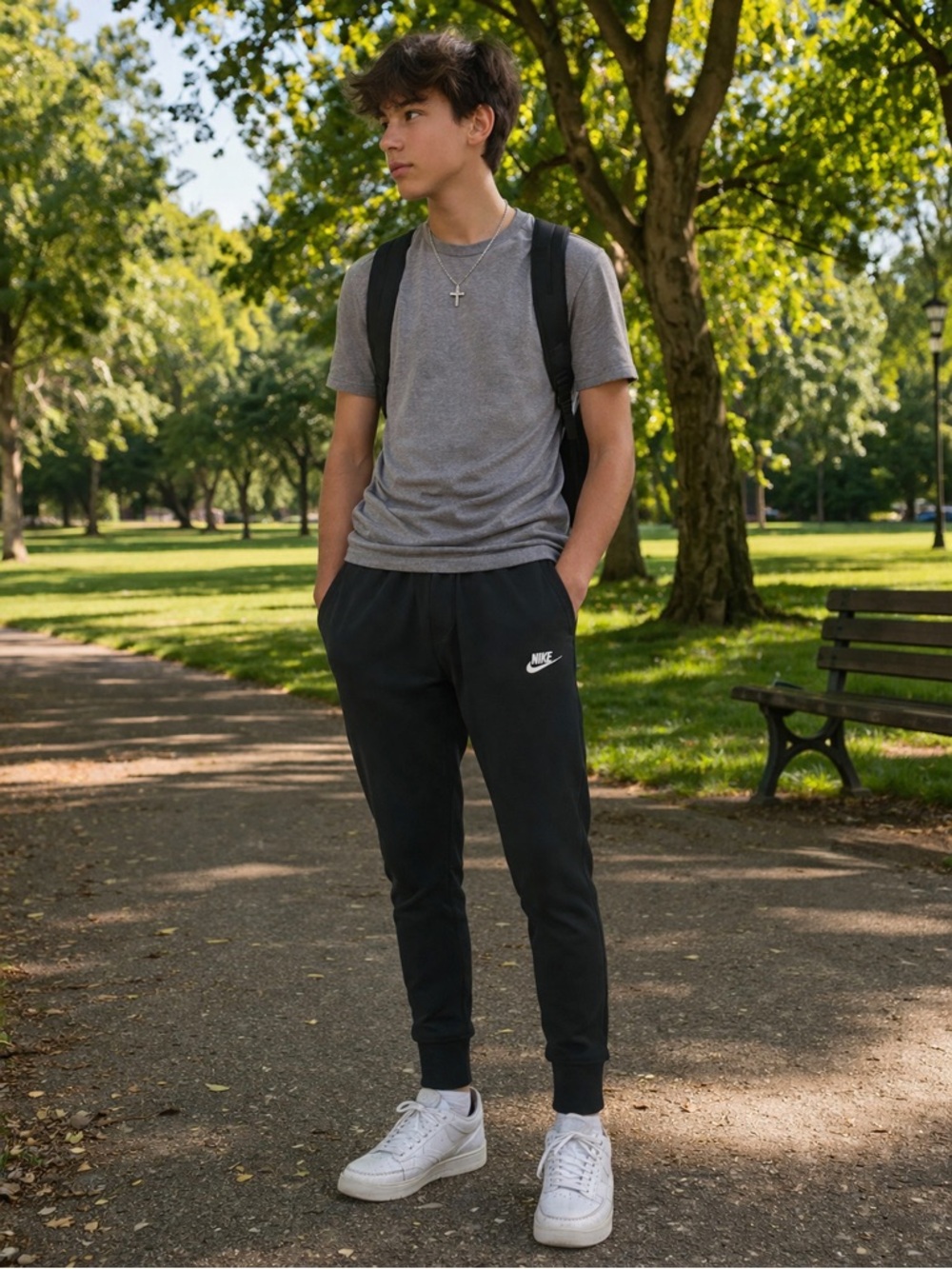 Nike Black Men's Jogger Sweatpants with White Swoosh
